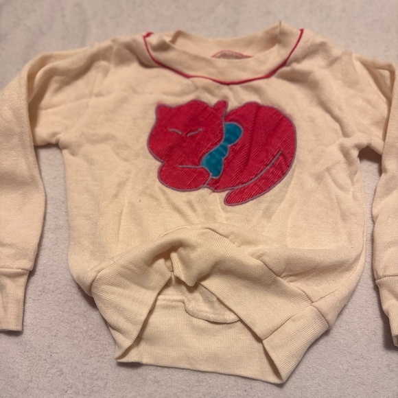 Vintage 90s Made in USA toddler 4T embroidered Cat sweatshirt - Picture 5 of 13